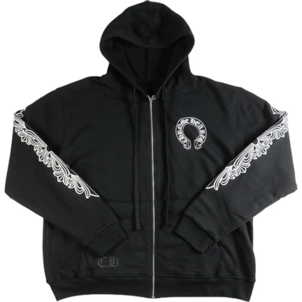 CHROME HEARTS HORSESHOE THERMAL FULL ZIP HOODIE BLACK ジップパーカー【新古品・未使用品】