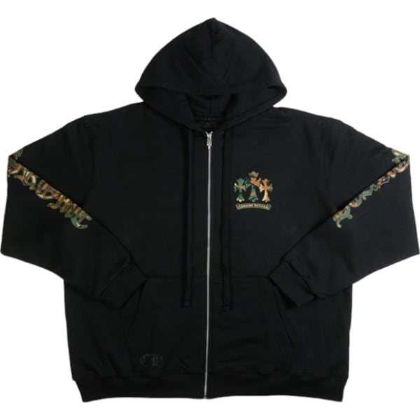 CHROME HEARTS HORSESHOE 3 CEM CRS ZIP HOODIE BLACK/CAMO/GOLD ジップパーカー 黒 【新古品・未使用品】