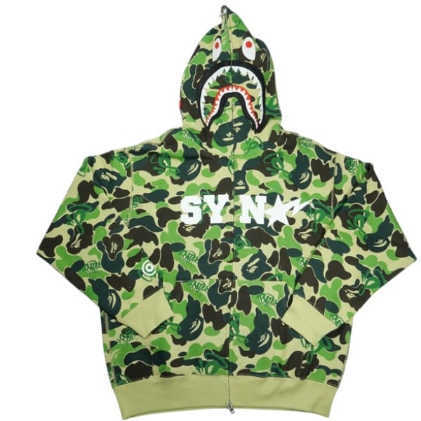 A BATHING APE ×SPOTIFY BY CENTRAL CEE 25AW CAMO SHARK FULL ZIP HOODIE シャークパーカー 緑 【新古品・未使用品】