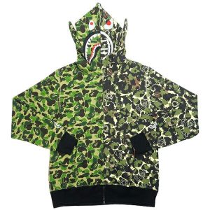 A BATHING APE ×UNKLE/MO WAX Futura2000 21SS BAPE WIDE FULL ZIP HOODIE サル迷彩柄ジップパーカー 緑 【新古品・未使用品】