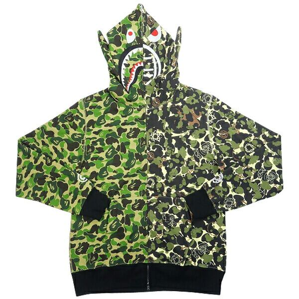A BATHING APE ×UNKLE/MO WAX Futura2000 21SS BAPE WIDE FULL ZIP HOODIE サル迷彩柄ジップパーカー 緑 【新古品・未使用品】