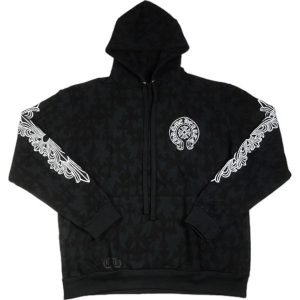 CHROME HEARTS W/BLACK CEMRTY PRINT PULLOVER HOODIE BLACK スウェットパーカー 【新古品・未使用品】
