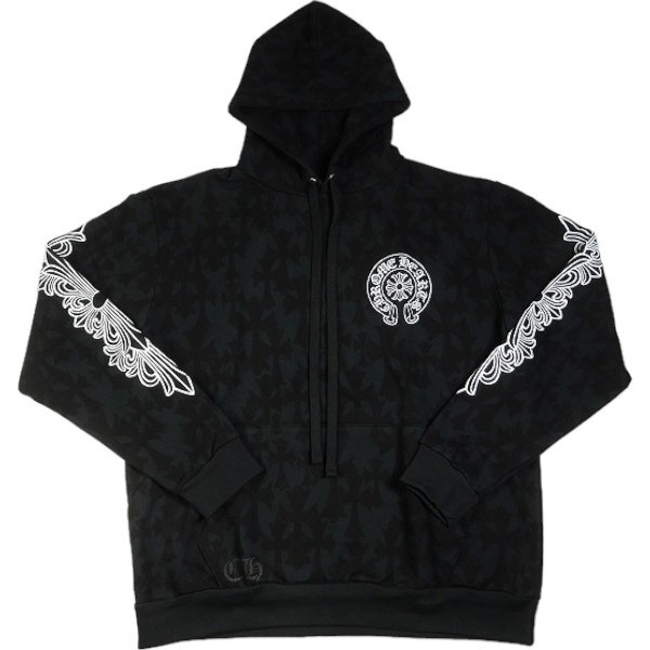 CHROME HEARTS W/BLACK CEMRTY PRINT PULLOVER HOODIE BLACK スウェットパーカー 【新古品・未使用品】