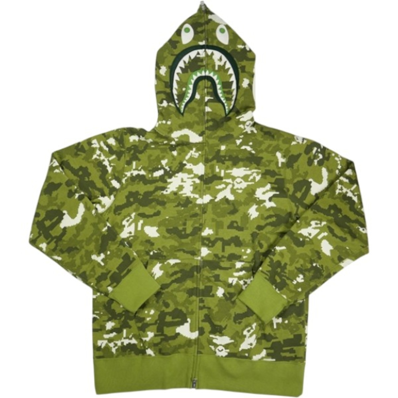 A BATHING APE ア ベイシング エイプ 26SS MULTI PIXEL CAMO SHARK REGULAR FIT FULL ZIP HOODIE GREEN シャークパーカー 緑 【新古品・未使用品】