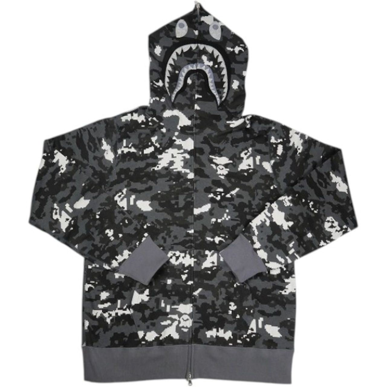 A BATHING APE 26SS MULTI PIXEL CAMO SHARK REGULAR FIT FULL ZIP HOODIE BLACK 黒 【新古品・未使用品】